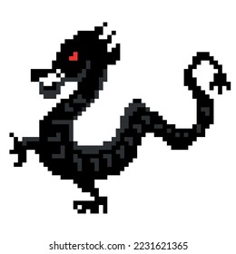 Chinese dragon pixel art. China mythical monster 8 bit. National folk beast. vector illustration