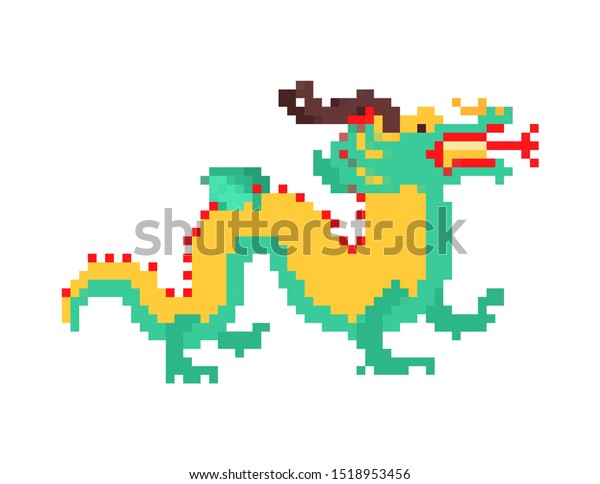 Chinese Dragon Pixel Art China Mythical Stock Vector (Royalty Free ...