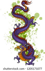 Chinese Dragon of power and wisdom flying cartoon illustration