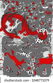 Chinese dragon red