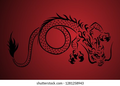 Chinese Dragon Red Background Stock Vector (Royalty Free) 1281258943 ...