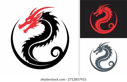 Diseños de tatuajes de Vector de dragón y gallo chinos con ilustración de arte tribal floral tradicional de Asia