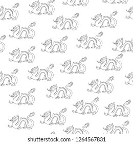 Chinese dragon seamless pattern. Dragons on white background vector Wallpaper