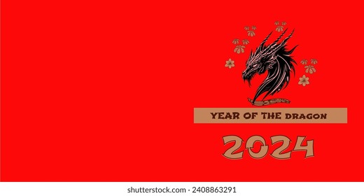 Chinese dragon shape with floral pattern new year. Happy lunar new year, chinese year of the dragon 2024 banner or greetings card background
