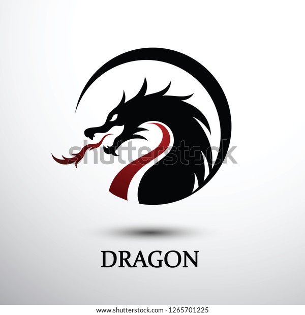 Chinese Dragon Silhouette Flat Color Logo Stock Vector (Royalty Free ...