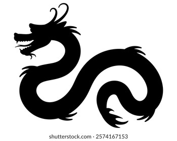 Chinese Dragon silhouette icon. Isolated vector illustration on a white background. 