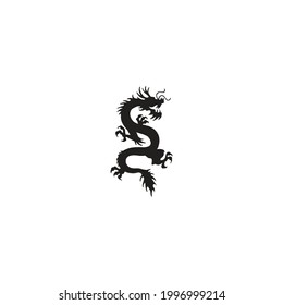 chinese dragon silhouette icon vector on a white background