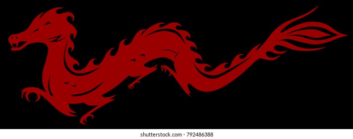 Chinese Dragon Silhouette: Legendary creature of mythology and folklore as well as a powerful Feng Shui Symbol. Considered male and "yang".