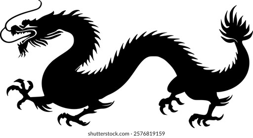 Chinese Dragon Silhouette sign, symbol, vector, art