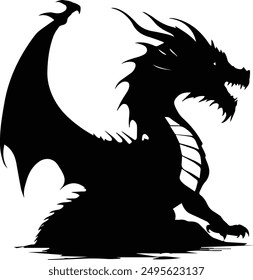 Chinese Dragon, Dragon Silhouette, Tatoo and clipart – Fantasy creature – Thrones