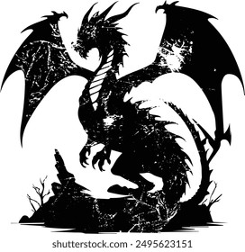 Chinese Dragon, Dragon Silhouette, Tatoo and clipart – Fantasy creature – Thrones