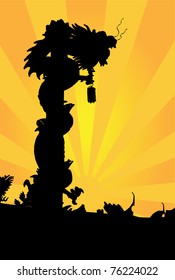 Chinese Dragon Silhouette. Vector design template