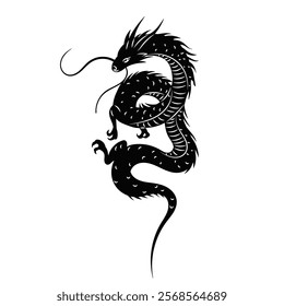 Chinese dragon silhouette, vector on white background