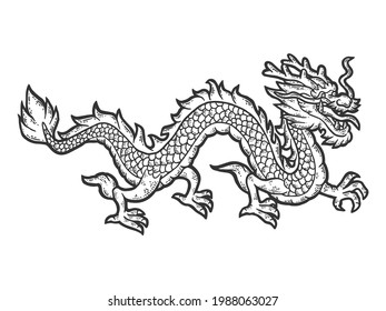 Chinese dragon. Sketch scratch board imitation color.