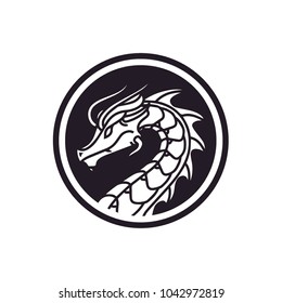 Chinese Dragon Snake Monster Myth Mascot Badge Medallion Emblem Label Logo design 