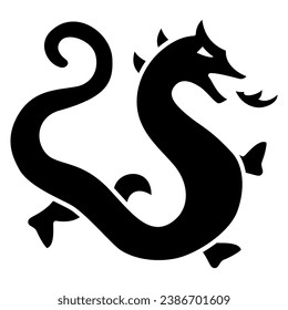 Chinese dragon solid icon, chinese mid autumn festival concept, dragon from legend sign on white background, magic dragon from china icon in glyph style for web design. Vector graphics