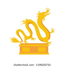 chinese dragon statue in gold icon
