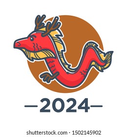 Símbolo de dragão chinês do horóscopo do Leste Asiático, signo do zodíaco, ícone isolado vetor. Calendário lunar, criatura ou monstro, personagem de conto de fadas ou lenda. Animais fantásticos, mascote de Ano Novo de 2024
