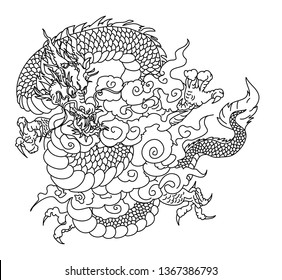 Chinese dragon tattoo with cloud