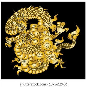 Chinese Dragon tattoo with cloud.