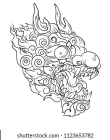 Chinese Dragon Tattoohand Drawn Zentangle Style Stock Vector (Royalty ...