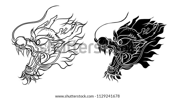 Chinese Dragon Tattoohand Drawn Zentangle Style Stock Vector (Royalty ...