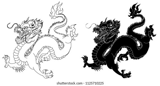 Chinese dragon tattoo.Sticker Dragon