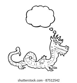 chinese dragon with thought bubble cartoon