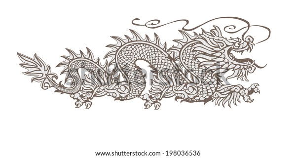 Image Vectorielle De Stock De Dragon Chinois En Deux Couleurs Sur 198036536