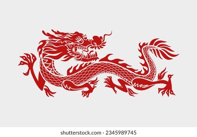 Chinese Dragon. Vector art, graphic and clipart for happy new year, poster, calendar. Traditional Chinese Dragon for tattoo design. Modern vector illustration.