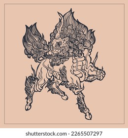 Chinese dragon. Vector graphics. Dragon and fire. Wild print. Dragon T-Shirt design. Fashion vector illustration with dragon. Illustration for fabric, clother. - Vector.