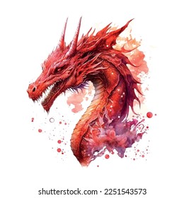 Chinese Dragon vector hand drawn watercolor illustration sketch for decorative design of Asian culture celebrations, traditional holidays banners, greeting cards, fashion background and invitations.