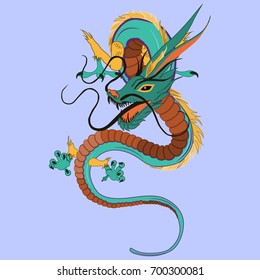 Chinese dragon vector illustration. legendary creature of Chinese mythology, flat style design.