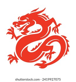 Chinese dragon vector illustration. Dragon silhouette