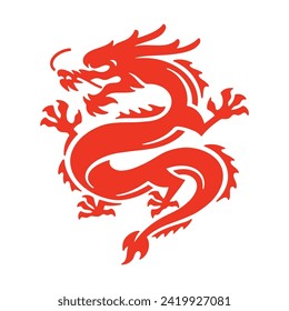 Chinese dragon vector illustration. Dragon silhouette