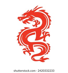 Chinese dragon vector illustration. Dragon silhouette