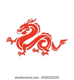 Chinese dragon vector illustration. Dragon silhouette