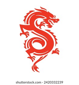 Chinese dragon vector illustration. Dragon silhouette