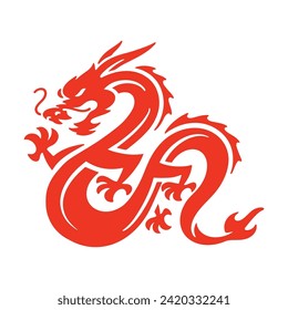 Chinese dragon vector illustration. Dragon silhouette