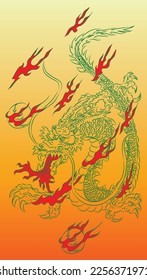 chinese dragon vector illustration for tattoo flash or logo 