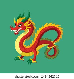 Chinese Dragon Vector isolated on Green