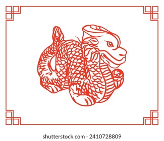 Chinese dragon, vector. Chinese New Year. Design element for traditional greeting cards, invitations, large banners, posters, gift wrapping.