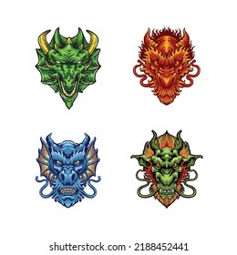 Chinese Dragon Vector set illustration