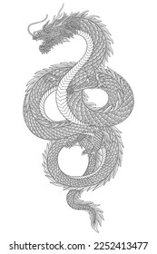 chinesischer Drache. Vintage Graving Style Vektorgrafik