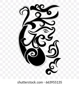 Chinese dragons in black and red colors.