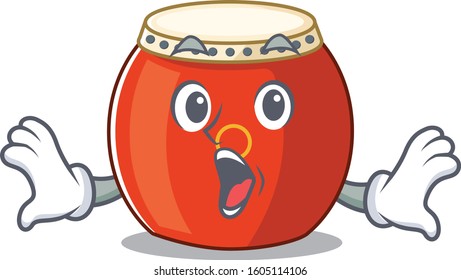 Chinese drum cartoon character design on a surprised gesture