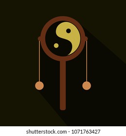 chinese drum doodle. With two hanging mugs and a yin yang sign