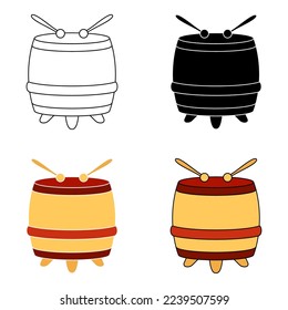 Chinese Drum in flat style isolated
