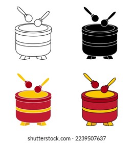 Chinese Drum in flat style isolated
