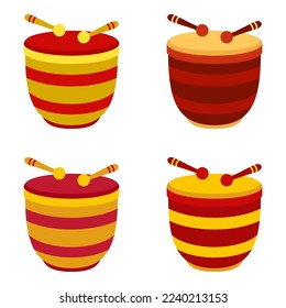 Chinese Drum in flat style isolated